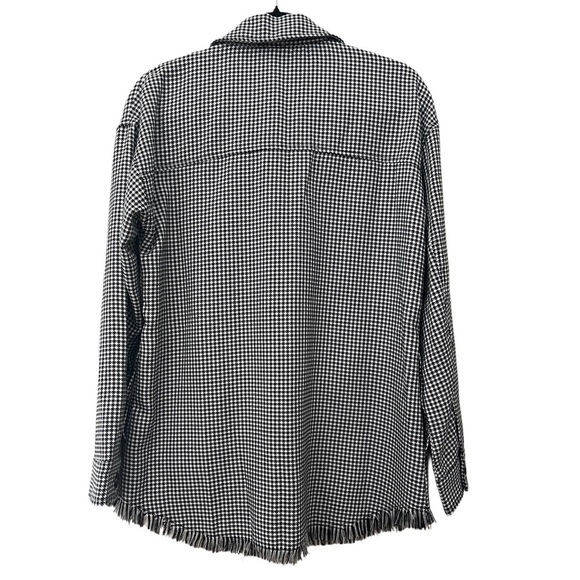 Fringe Houndstooth Shacket Black/White - Picture 3 of 9